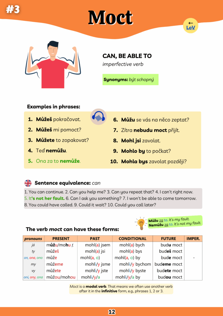 Czech verbs, common Czech verbs
